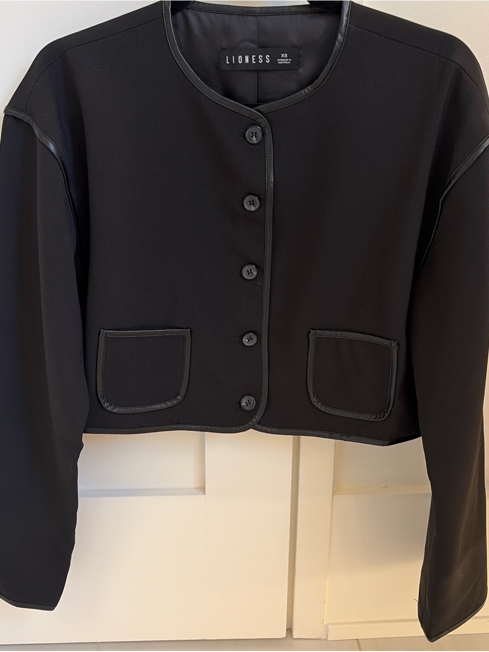 Lioness Black Cropped Button Jacket sz XS
